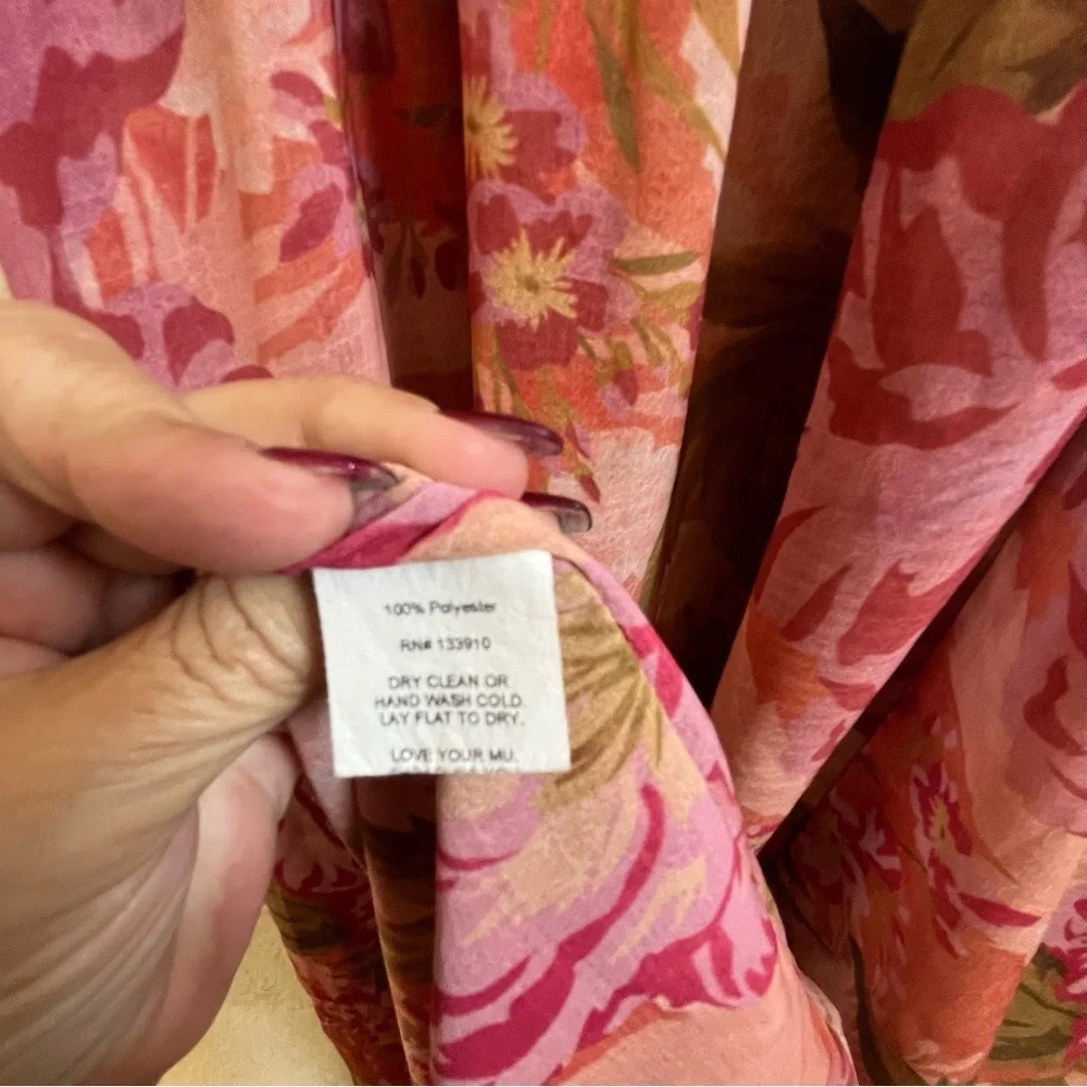 Show Me Your MuMu Verity Pink Floral Garden Party High Low Midi Dress SZ XS - Picture 13 of 14
